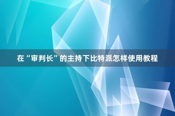 在“审判长”的主持下比特派怎样使用教程