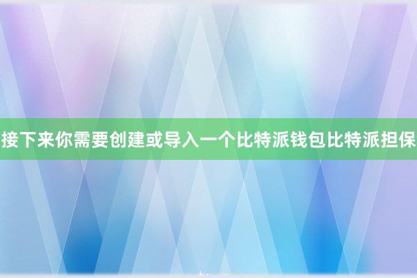 接下来你需要创建或导入一个比特派钱包比特派担保