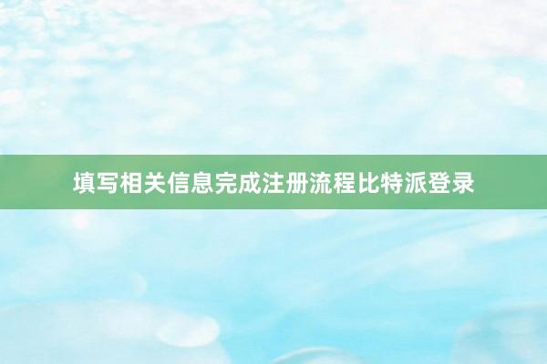 填写相关信息完成注册流程比特派登录