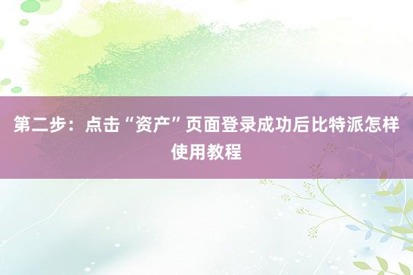 第二步：点击“资产”页面登录成功后比特派怎样使用教程