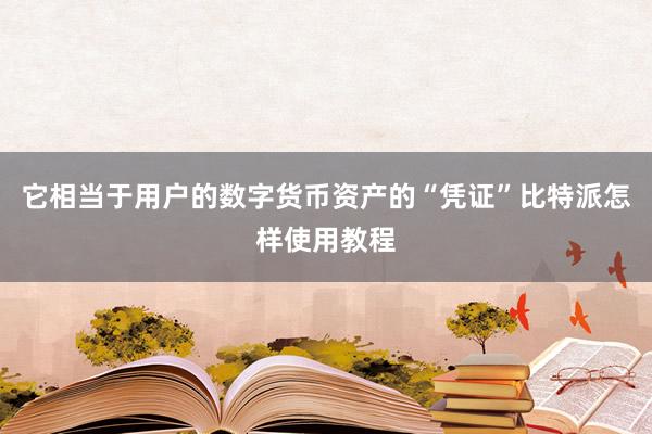 它相当于用户的数字货币资产的“凭证”比特派怎样使用教程