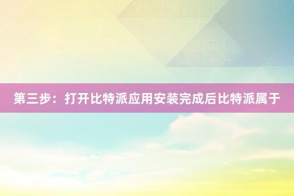 第三步：打开比特派应用安装完成后比特派属于