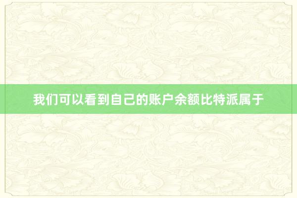 我们可以看到自己的账户余额比特派属于