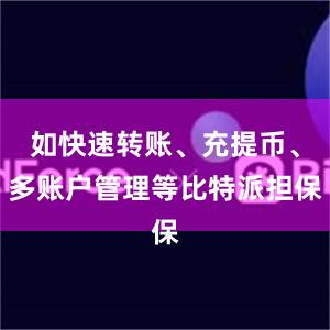 如快速转账、充提币、多账户管理等比特派担保