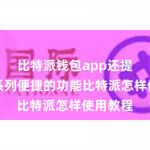 比特派钱包app还提供了一系列便捷的功能比特派怎样使用教程