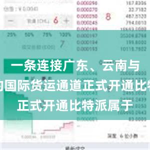 一条连接广东、云南与东南亚的国际货运通道正式开通比特派属于