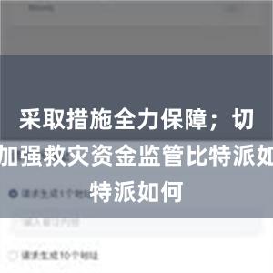 采取措施全力保障；切实加强救灾资金监管比特派如何